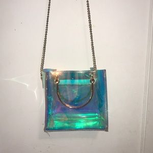 Holographic cross body purse